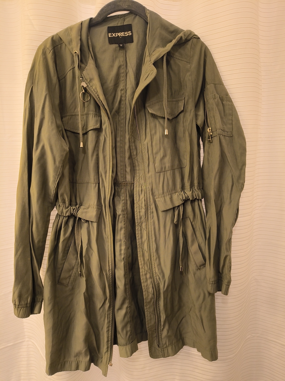 Express Women's Olive Utility Hooded Anorak Jacket